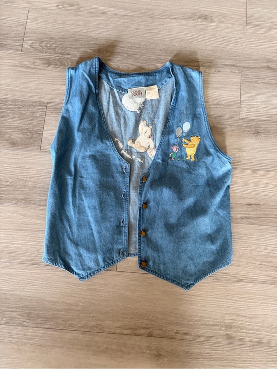 Winnie-the-Pooh Jackets & Blazers - Classic Pooh Women's Denim Vest with Winnie the Pooh Embroidery - Blue